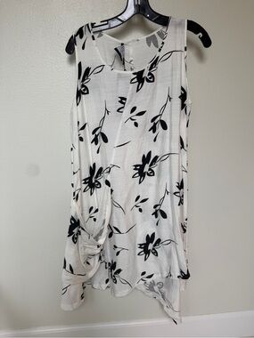 White Floral Sleeveless Swing Tank cover up